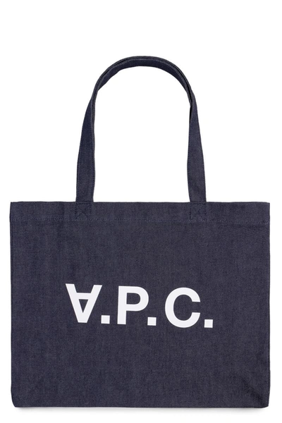 Shop Apc A.p.c. Daniela Logo Detail Tote Bag In Denim