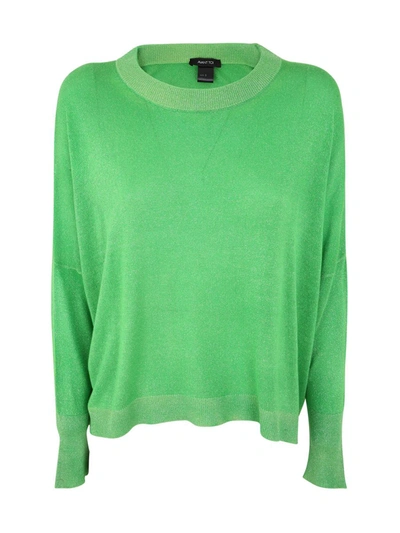 Shop Avant Toi Over Round Neck Viscose Lurex Pullover Clothing In Green