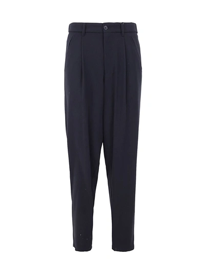 Shop Giorgio Armani One Pence Trousers Clothing In Blue