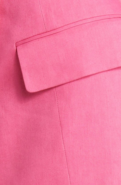 Shop Frame Button Front Organic Linen Blend Miniskirt In Flamingo