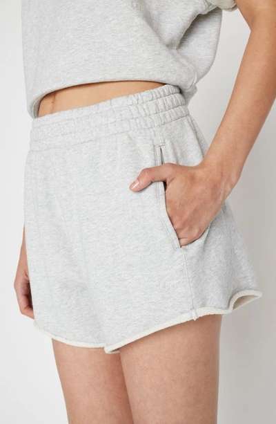 Shop Frame Varisty Cotton French Terry Sweat Shorts In Light Gris Heather