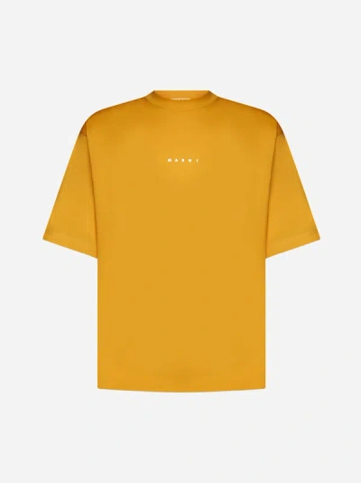 Shop Marni Logo Cotton T-shirt In Light Orange