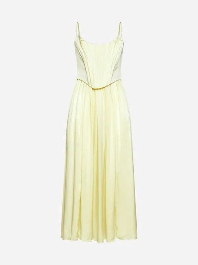 Shop Zimmermann Silk Corset Dress In Lemon