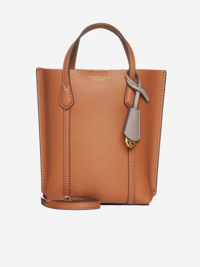 Shop Tory Burch Perry Mini Leather Tote Bag In Light Umber