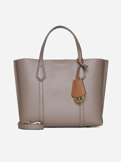 Shop Tory Burch Perry Small Leather Tote Bag In Clam Shell