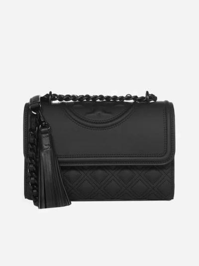 Shop Tory Burch Fleming Convertible Faux Leather Small Bag In Black