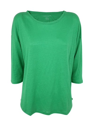 Shop Majestic Filatures 3/4 Sleeves Boat Neck Sweater Clothing In Green