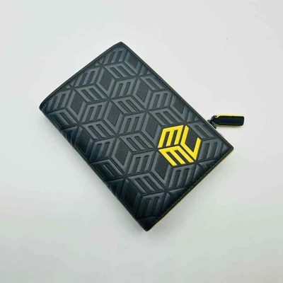 Shop Mcm Black Bifold Cubic Monogram Emblem Logo Card Wallet