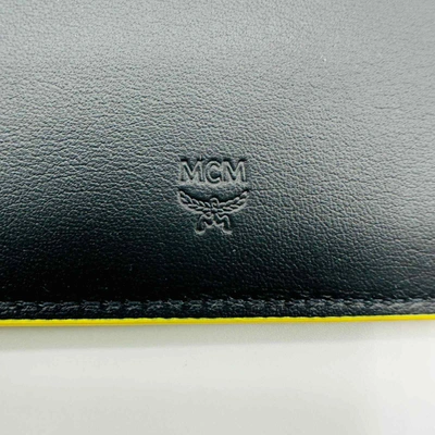 Shop Mcm Black Unisex In Cubic Monogram Yellow Emblem Logo Card Case Wallet