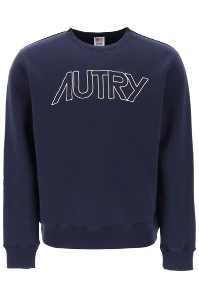 Shop Autry Crew Neck Sweatshirt With Logo Embroidery