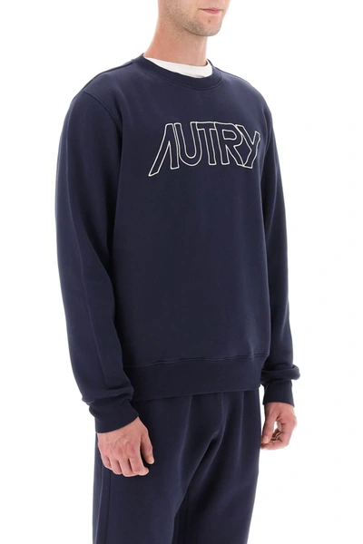 Shop Autry Crew Neck Sweatshirt With Logo Embroidery