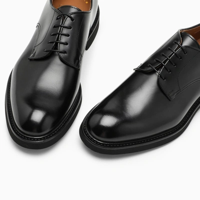 Shop Doucal's Black Brushed Leather Derby Shoes