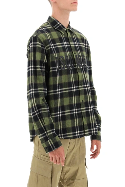 Shop Dsquared2 Check Flannel Shirt With Rubberized Logo