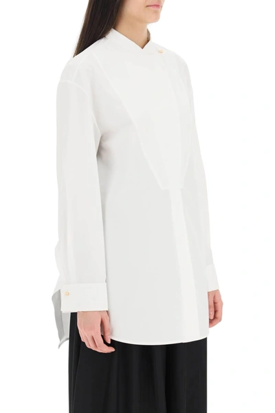 Shop Jil Sander Long Sleeved Shirt With Plastron In White
