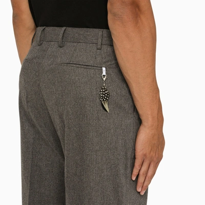 Shop Pt Torino Grey Virgin Wool Pleated Trousers