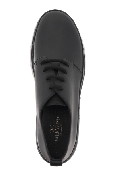 Shop Valentino Garavani Rockstud M Way Leather Derby Shoes