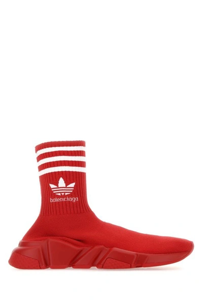Shop Balenciaga Man Red Tech Knit Speed Sneakers