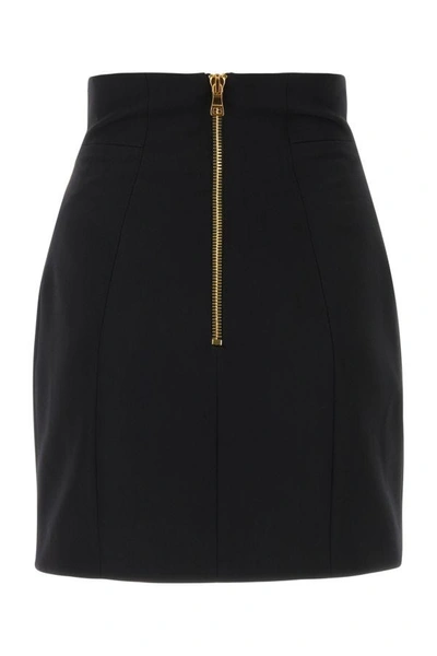 Shop Balmain Woman Black Wool Mini Skirt