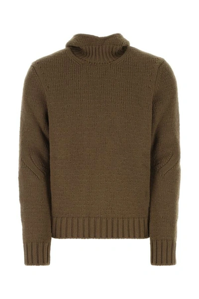 Shop Bottega Veneta Man Mud Wool Blend Sweater In Brown