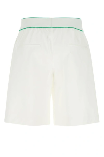 Shop Bottega Veneta Man White Cotton Bermuda Shorts