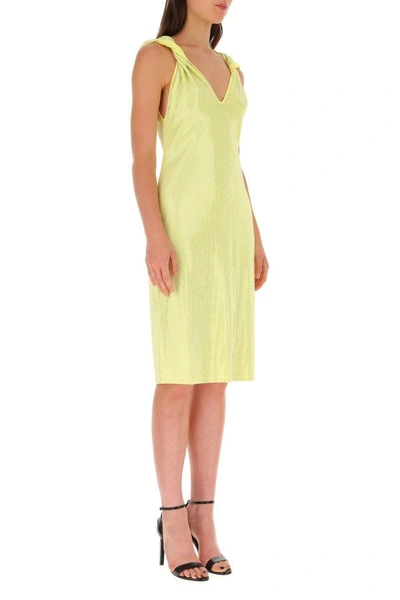 Shop Bottega Veneta Woman Embellished Stretch Viscose Blend Dress In Yellow