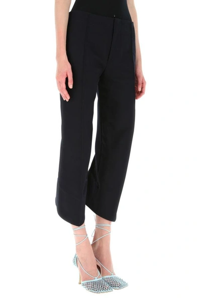 Shop Bottega Veneta Woman Midnight Blue Cotton Cropped Cut Pant