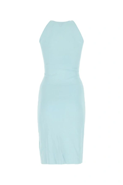 Shop Bottega Veneta Woman Pastel Light Blue Stretch Viscose Blend Dress