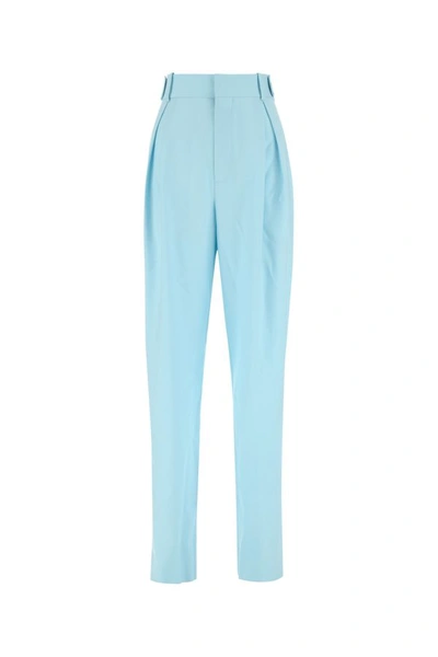 Shop Bottega Veneta Woman Pastel Light-blue Wool Wide-leg Pant