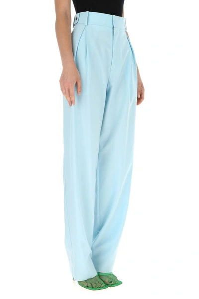 Shop Bottega Veneta Woman Pastel Light-blue Wool Wide-leg Pant