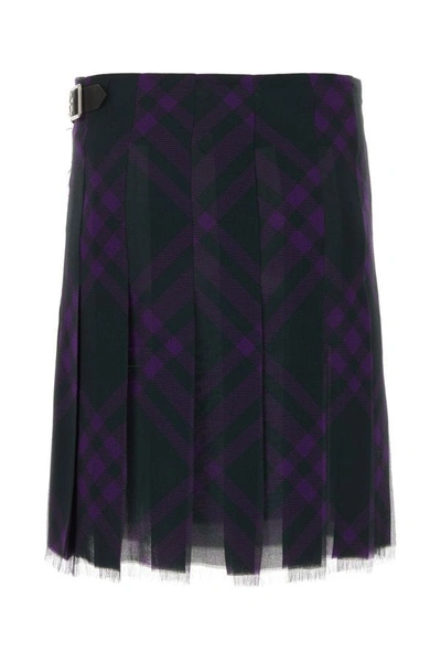 Burberry Check Print Kilt With Belted Detail In Multicolor