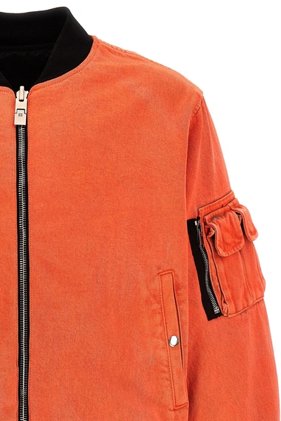 Shop Givenchy Men Nylon Reversible Denim Bomber Jacket In Orange