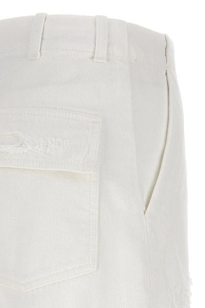 Shop Givenchy Women Destroyed Denim Bermuda Shorts In White