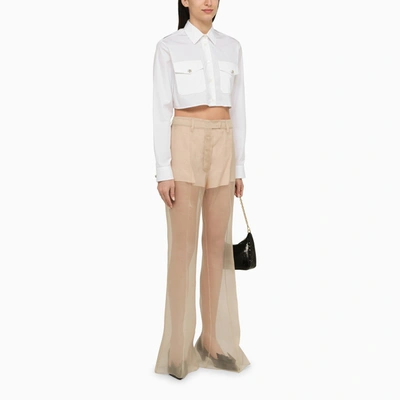 Shop Prada Beige Silk Organza Trousers Women In Cream