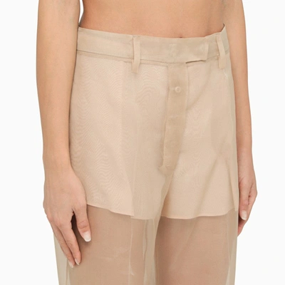 Shop Prada Beige Silk Organza Trousers Women In Cream