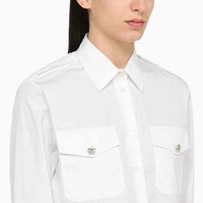 Shop Prada White Cotton Cropped Shirt Women