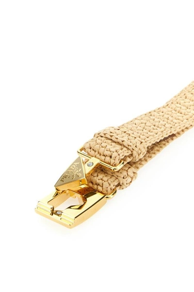 Shop Prada Woman Beige Raffia Belt In Brown