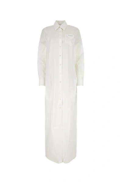 Shop Prada Woman White Cotton Shirt Dress