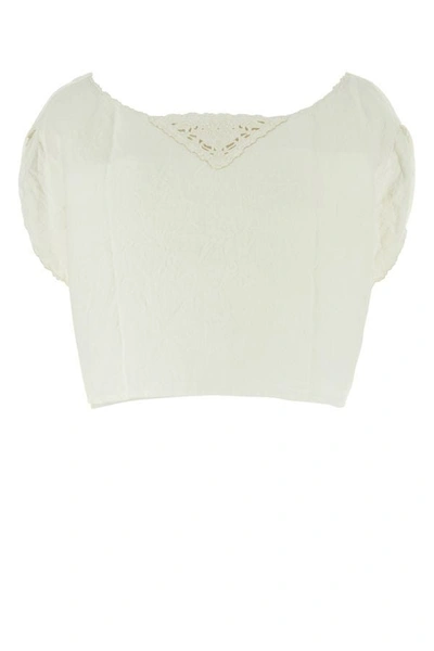 Shop Prada Woman White Linen Top