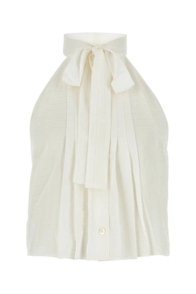 Shop Prada Woman White Silk Top