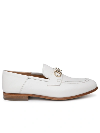 Shop Ferragamo Salvatore  Woman Salvatore  White Leather Loafers In Cream