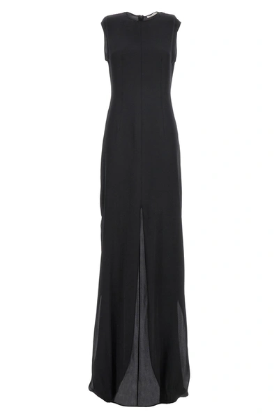 The Row Draped Silk Mini Dress In Black