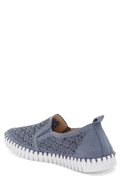 Shop Ilse Jacobsen Tulip Laser-cut Slip-on Sneaker In Grey Blue