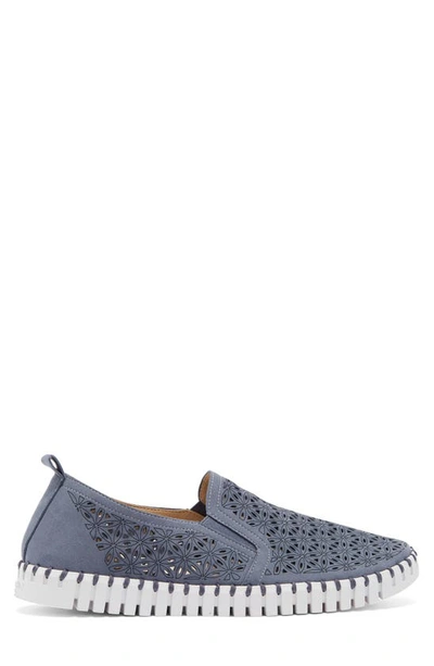 Shop Ilse Jacobsen Tulip Laser-cut Slip-on Sneaker In Grey Blue
