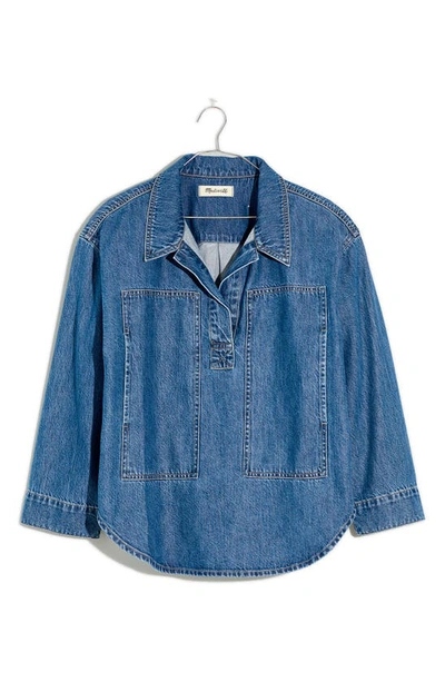 Shop Madewell Denim Popover Top In Terrydale Wash