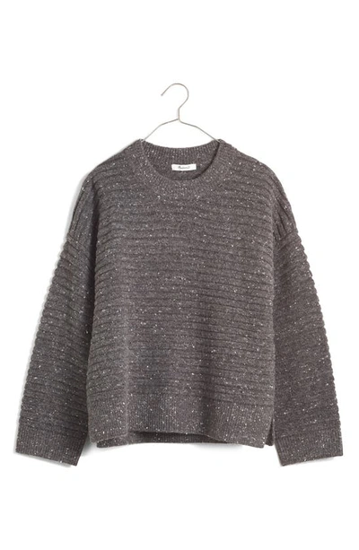 Shop Madewell Donegal Elsmere Pullover Sweater In Donegal Charcoal