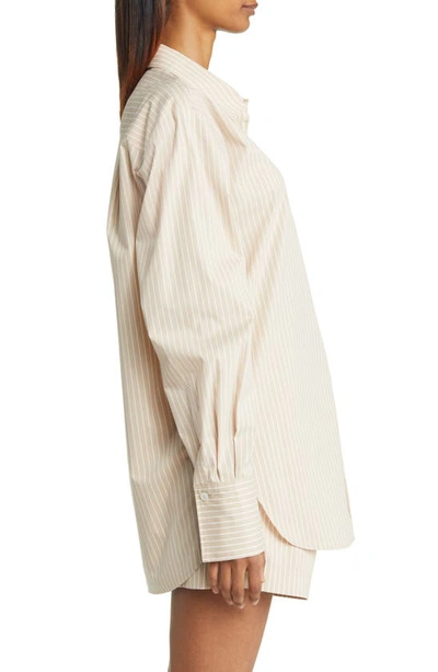 Shop Frame The Oversize Pinstripe Shirt In Multi Sand