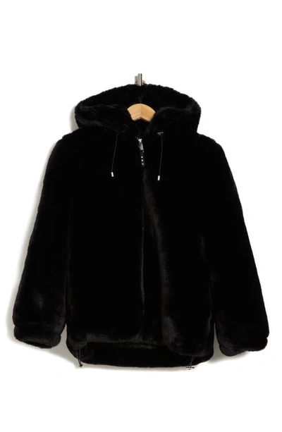 Shop Rebecca Minkoff Oversize Faux Fur Hooded Jacket In Black