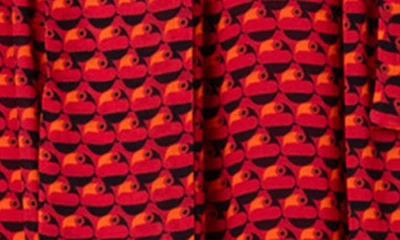 Akris Punto Flamingo Dot Print Long Sleeve Crepe Midi Dress In Red-coral-black