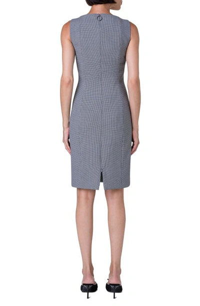 Shop Akris Punto Micro Houndstooth Check Pebble Crepe Sheath Dress In Black-cream