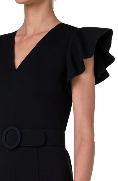 Shop Akris Punto Flutter Sleeve Crop Jumpsuit In Black